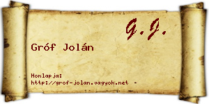 Gróf Jolán névjegykártya